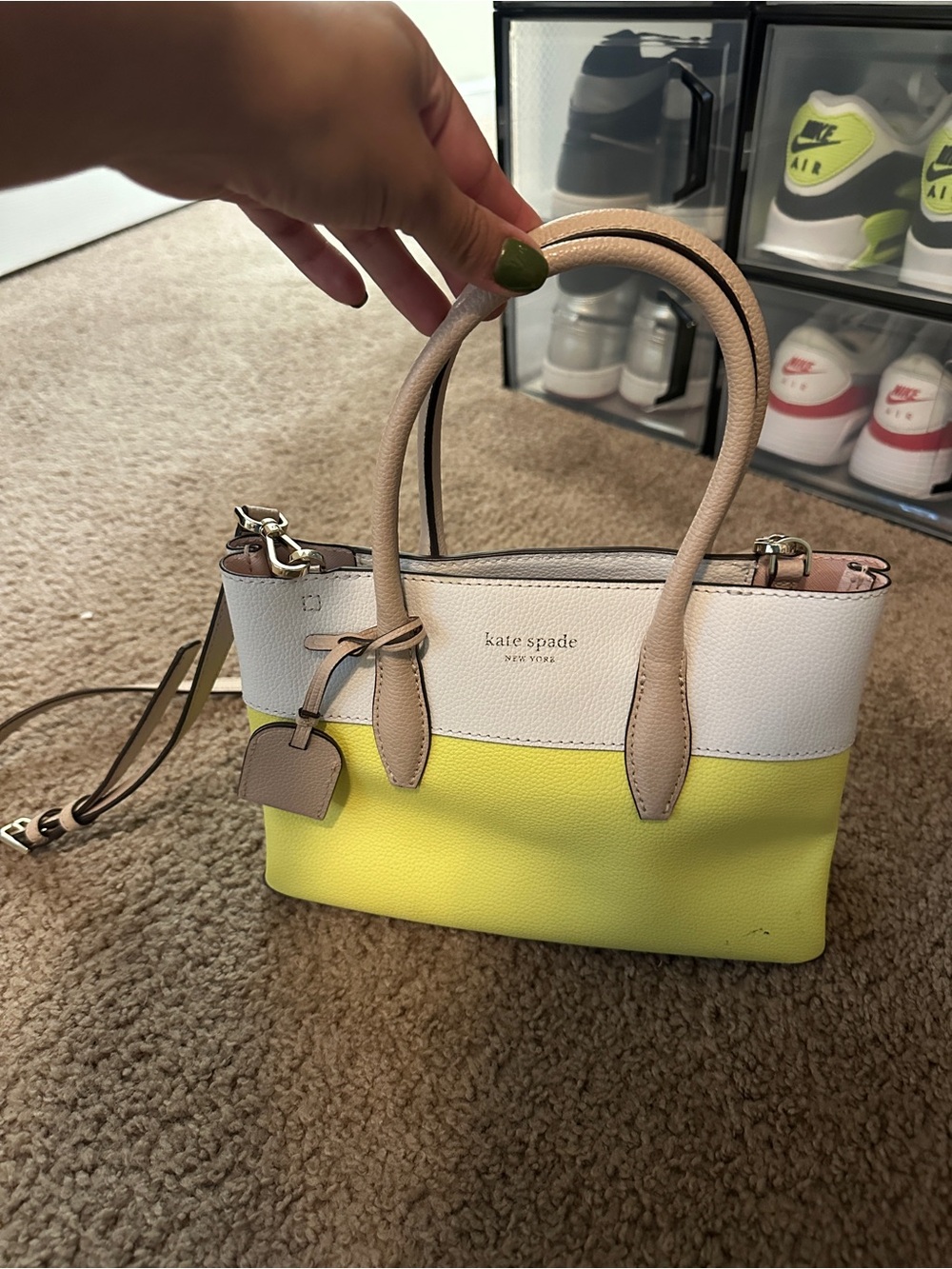 kate spade Yellow, White & Tan Leather Satchel